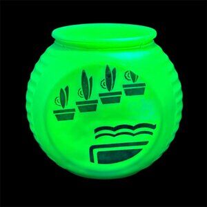 Vintage Fire King Anchor Hocking Vitrock Grease Jar (No Lid), Uranium Glass